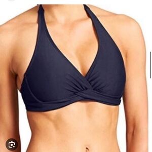 Athleta Black Twist Front Halter Bikini Top